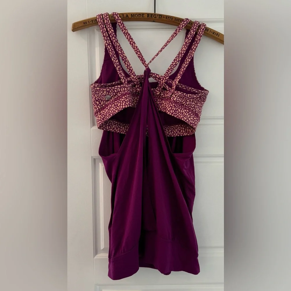 Lululemon Nouveau Limits Tank Regal Plum Miss Mosaic Peach Fuzz gym bra yoga US6 - Picture 3 of 6
